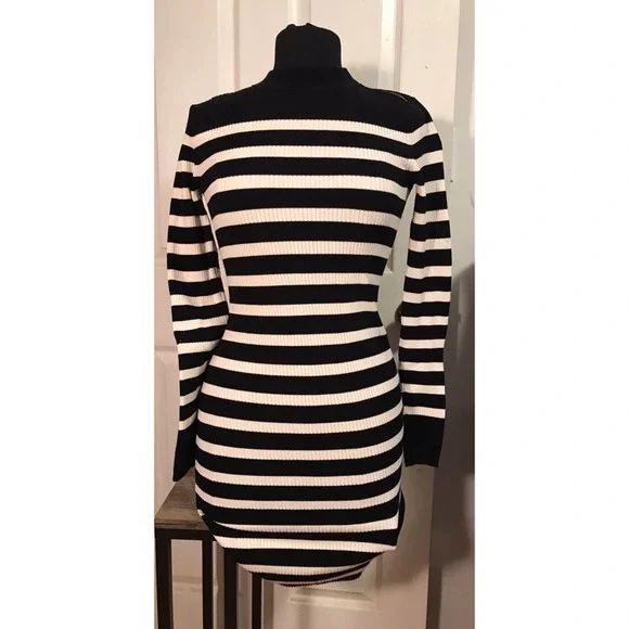 Everlane | Dresses | Everlane The Breton Black White Striped Long Sleeve  Ribbed Sweater Dress S | Poshmark